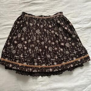 Axes Femme purple locket & chain print detail skirt with layered ruffle details